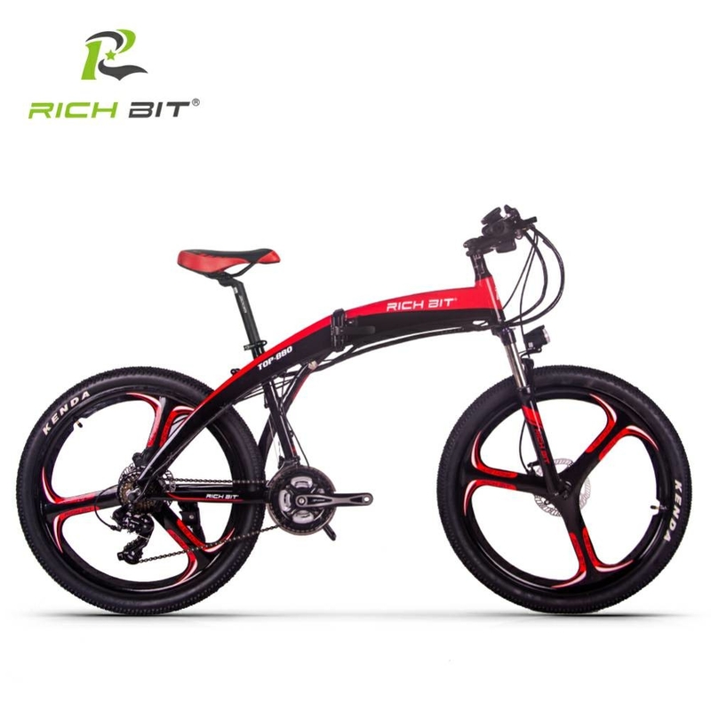 Folding Mountain E Bike 36v 250w 9.6ah Lunar Rich Bit Top-880 26 Inch X 2.10 Tire